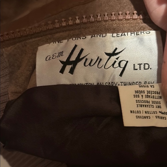 Brown Bomber Jacket with Suede Texture and Elastic Cuffs - Picture 5 of 6